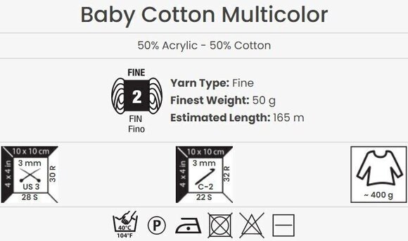 Pređa za pletenje Yarn Art Baby Cotton Multicolor 5219 Green Brown Pređa za pletenje - 4