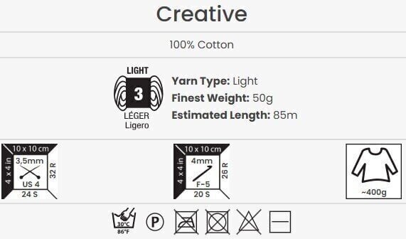 Pređa za pletenje Yarn Art Creative 224 Light Yellow Pređa za pletenje - 5