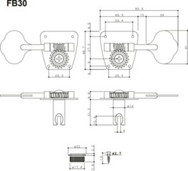 Тунинг част за бас китара Gotoh FB30-4 N Nickel Тунинг част за бас китара - 1