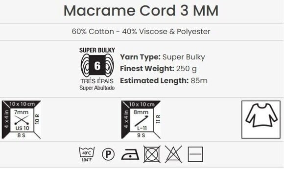 Cord Yarn Art Macrame Cord 3 mm 85 m 758 Blueish Cord - 4