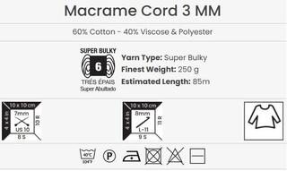 Naru Yarn Art Macrame Cord 3 mm 85 m 763 Azure Naru - 3