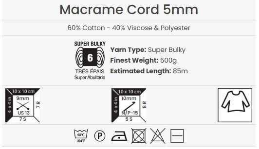 Kanap Yarn Art Macrame Cord 5 mm 5 mm 85 m 767 Kanap - 4