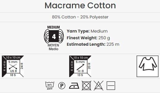 Šňůra  Yarn Art Macrame Cotton 2 mm 225 m 774 Gray Šňůra  - 4