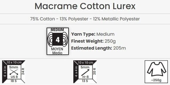 Vrvica Yarn Art Macrame Cotton Lurex 2 mm 205 m 722 Vrvica - 4