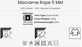Cord Yarn Art Macrame Rope 5 mm 85 m 752 Light Beige Cord - 3