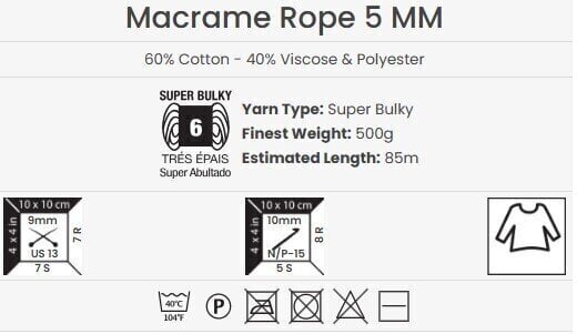 Konac Yarn Art Macrame Rope 5 mm 85 m 788 Greyish Brown Konac - 4