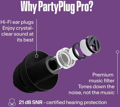 Tappi per le orecchie Alpine PartyPlug Pro Black Tappi per le orecchie - 7