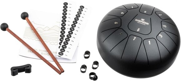 Tongue Drum Shamann 8" 11 Notes F Major Matte Black Tongue Drum - 7