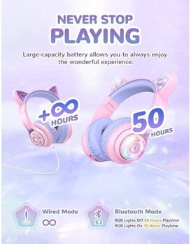 Слушалки за деца iClever Cat Ear BTH13 Purple Слушалки за деца - 2