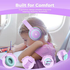 Headphones for children iClever BTH26 Purple/Green Headphones for children - 5