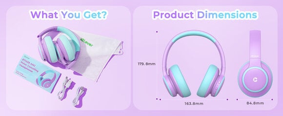 Sluchátka pro děti iClever BTH26 Purple/Green Sluchátka pro děti - 10