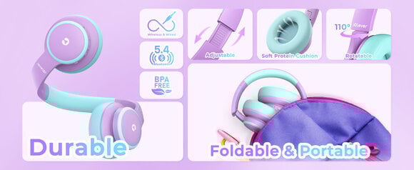 Sluchátka pro děti iClever BTH26 Purple/Green Sluchátka pro děti - 9