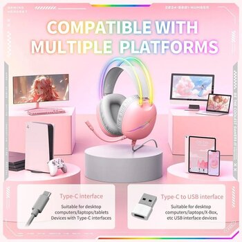 PC slušalke Onikuma X33 RGB Roza PC slušalke - 11