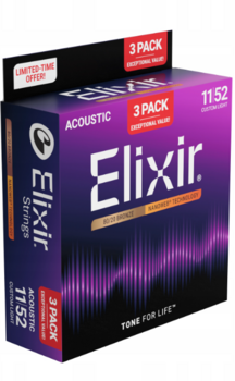 Corzi chitare acustice Elixir 16564 Nanoweb 11-52 3-Pack Corzi chitare acustice - 2