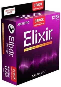 Guitar strings Elixir 16569 Nanoweb 12-53 3-Pack Guitar strings - 2