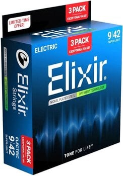 Saiten für E-Gitarre Elixir 16571 Optiweb 9-42 3-Pack Saiten für E-Gitarre - 2