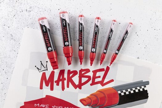 Flomaster Darwi Marbel Marker olovka 15 mm Poppy Red N°480 1 kom - 6
