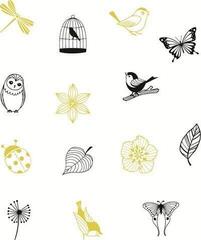 Печат Aladine Stampo Bocal Комплект за уплътняване 14 бр.-Птици, букети - 1