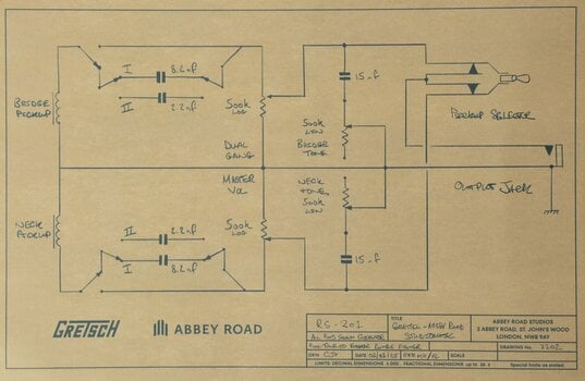 Guitare semi-acoustique Gretsch Abbey Road RS201 Studiomatic HB EB Classic Walnut Stain Guitare semi-acoustique - 13