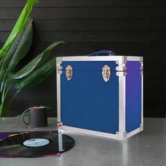 Veske/etui til LP-plater Steepletone 12 Inch Vinyl Record Storage Box Navy Blue and Metal Trim - 1