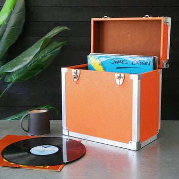 Veske/etui til LP-plater Steepletone 12 Inch Vinyl Record Storage Box Orange and Metal Trim - 2