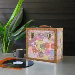 Veske/etui til LP-plater Steepletone 12 Inch Vinyl Record Storage Box Retro Print and Faux Leather Trim - 1