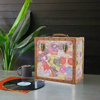 Veske/etui til LP-plater Steepletone 12 Inch Vinyl Record Storage Box Retro Print and Faux Leather Trim - 2