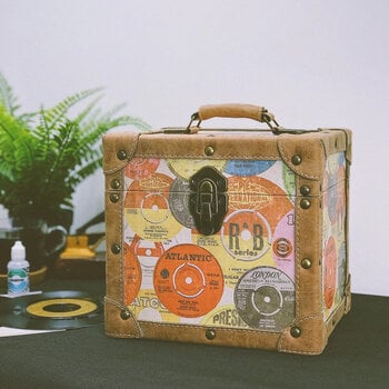 Veske/etui til LP-plater Steepletone 7 Inch Vinyl Record Storage Box Retro Print and Faux Leather Trim - 2