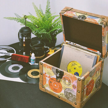 Veske/etui til LP-plater Steepletone 7 Inch Vinyl Record Storage Box Retro Print and Faux Leather Trim - 3