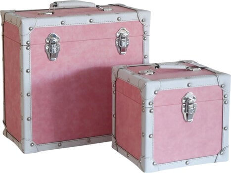Veske/etui til LP-plater Steepletone 7 Inch Vinyl Record Storage Box Pink and White Faux Leather Trim - 2