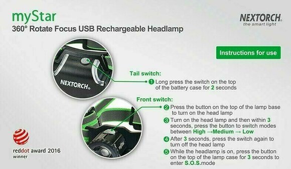Stirnlampe batteriebetrieben Nextorch myStar Green - 20