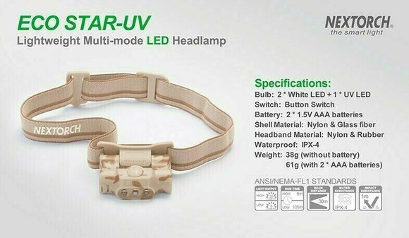 Pandelampe Nextorch Eco Star-UV 30 lm Headlamp Pandelampe - 19