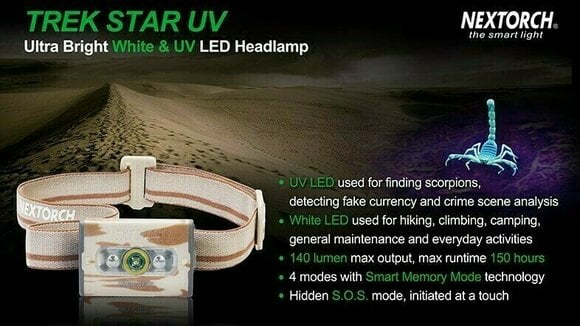 Stirnlampe batteriebetrieben Nextorch Trek Star UV 140 lm Kopflampe Stirnlampe batteriebetrieben - 4