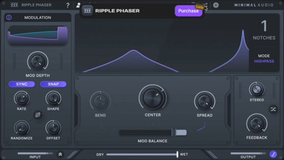 Студио софтуер Plug-In ефект Minimal Audio Ripple Phaser (Дигитален продукт) - 2