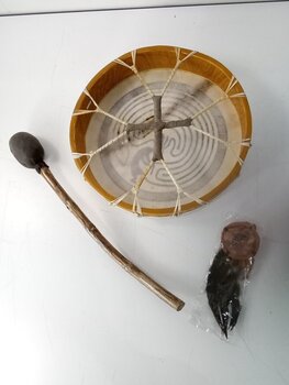 Ručni bubanj Terre Shaman Drum Goat Round 30 cm Ritualni bubanj 30 cm (Samo otvarano) - 3