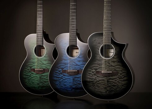 Jumbo elektro-akoestische gitaar Ibanez AEWC16QA-TEH Transparent Emerlad Burst Jumbo elektro-akoestische gitaar - 13