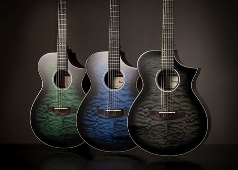 electro-acoustic guitar Ibanez AEWC16QA-TLH Transparent Blue Sunburst electro-acoustic guitar - 13