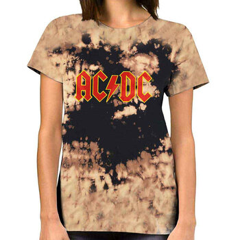 T-Shirt AC/DC Logo Wash Dip Dye Tan And Black M T-Shirt - 3