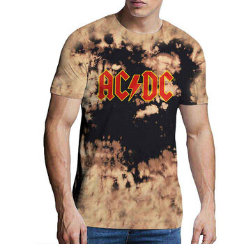 Tricou AC/DC Logo Wash Dip Dye Tan And Black L Tricou - 2