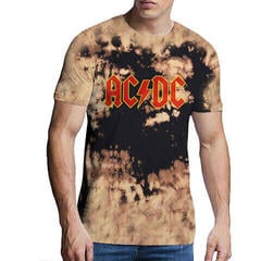Tricou AC/DC Logo Wash Dip Dye Tan And Black XL Tricou - 1