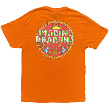 T-Shirt Imagine Dragons Take Me To The Beach (Back Print) Orange L T-Shirt - 2