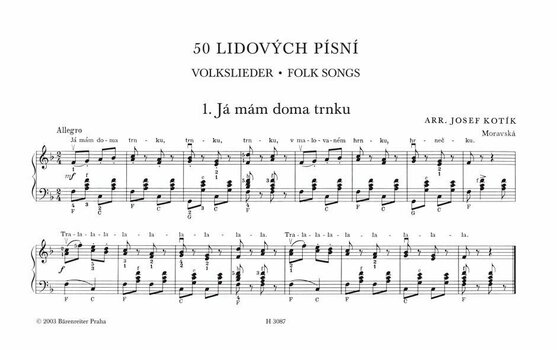 Вокална литература Josef Kotík 50 lidových písní II Вокална - 3