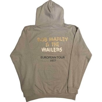 Hoodie Bob Marley Exodus Mic Photo Wailers Tour 77 (Back Print & Hi-Build) Sand 2XL Hoodie - 2