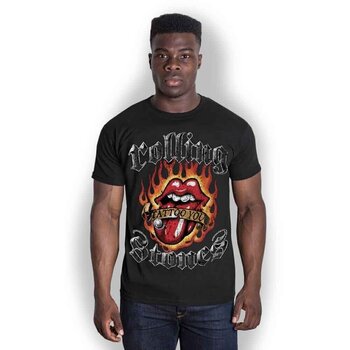 Tričko The Rolling Stones Flaming Tattoo Tongue Black XL Tričko - 2