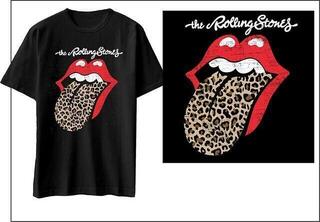 T-Shirt The Rolling Stones Leopard Print Tongue Black 2XL T-Shirt - 1