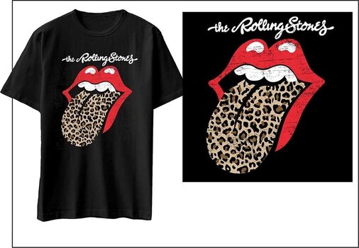 T-Shirt The Rolling Stones Leopard Print Tongue Black 2XL T-Shirt - 2