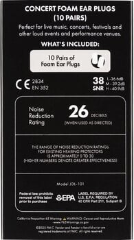 Korvatulpat Fender Concert Foam 10 Pairs Red Korvatulpat - 4