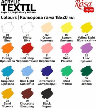 Боя за текстил Rosa Talent Комплект цветове за текстил 18x20ml - 6