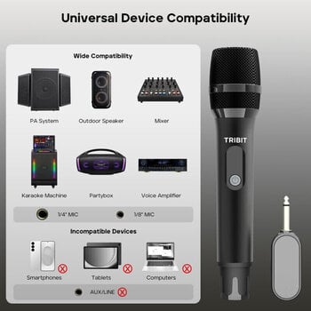 Bezdrôtový set Tribit Dual Wireless Microphone Bezdrôtový set 2402 MHz - 2480 MHz - 9