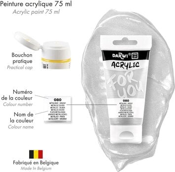 Akryylimaali Darwi Dfy Akryylimaali Metallic Silver 75 ml 1 kpl - 4